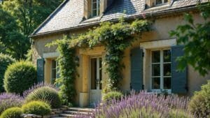 Lavender and rosemary in an easy care low maintenance garden